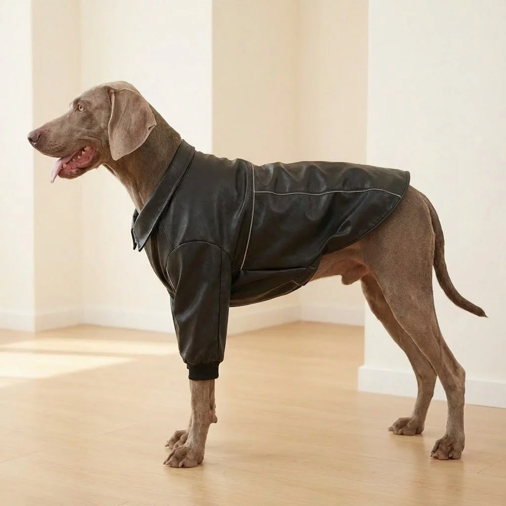 الشتاء سميكة يندبروف الكلب سترة جلدية سوداء الكلب معطف الشتاء لسلالات متوسطة كبيرة لابرادور الذهبي المسترد سامويد #6