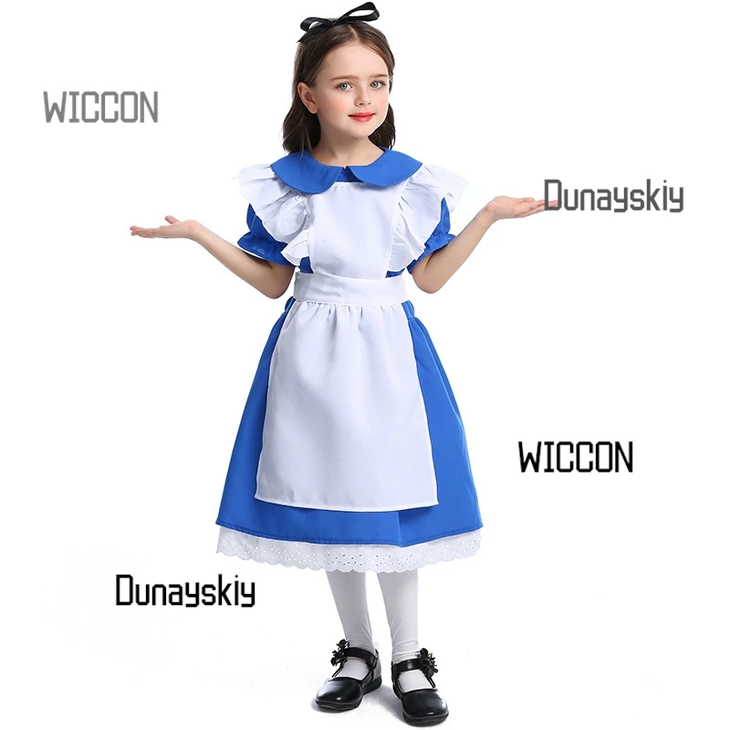 Tiefblaues süßes Dienstmädchenkostüm Lolita Halloween Weihnachten Oktoberfest Prinzessinnenkleid Performance Kostüm Cosplay Party