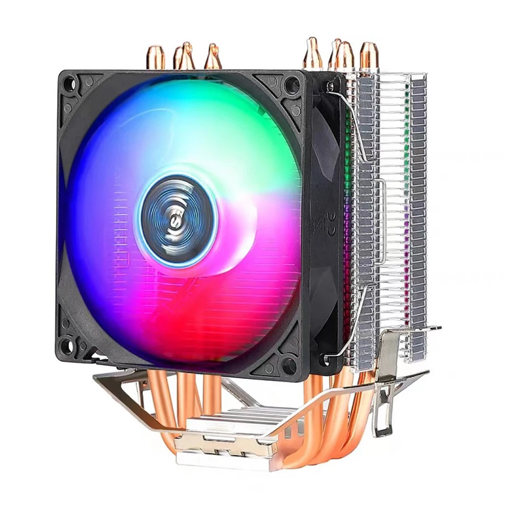 Ventilador rgb com 4 heat pipe, 9cm, com rolamentos hidráulicos, efeito de luz colorido, acessórios de computador, intel, amd
