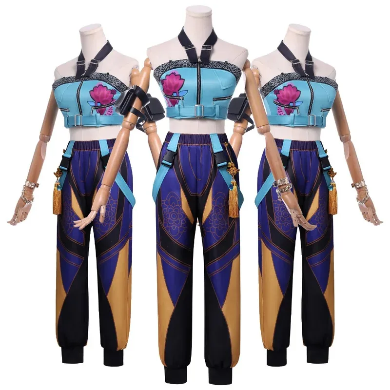 

Game KPop Demon Hunters Zoey Cosplay Costume Tops Pants Bag Accessories Full Set Women Rapper Role Play Halloween Carnival Party