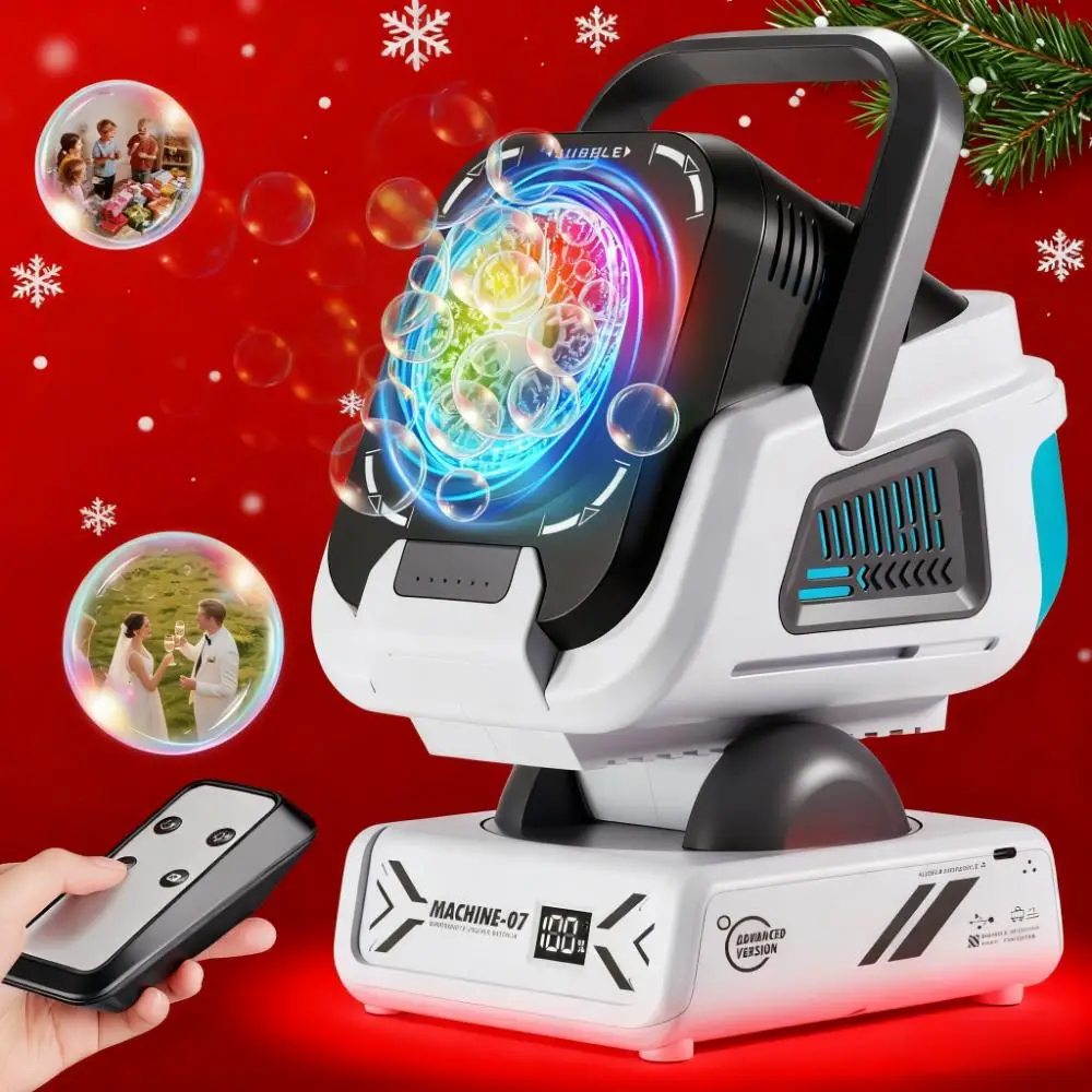 2025年新型耐久性自動シャボン玉マシン：1分間に20,000個以上のシャボン玉、携帯用、子供向け、屋内/屋外パーティー用（液付き）