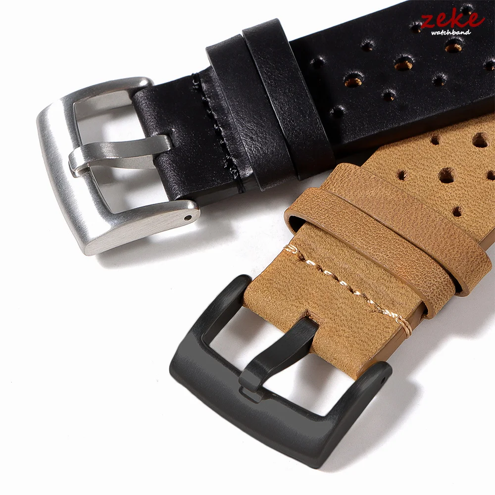 قسط الرجعية النفط الشمع جلد طبيعي حزام الساعات 20 مللي متر 22 مللي متر تنفس خياطة جلد البقر حزام ساعة اليد لأوميغا ل Seiko معصمه #3
