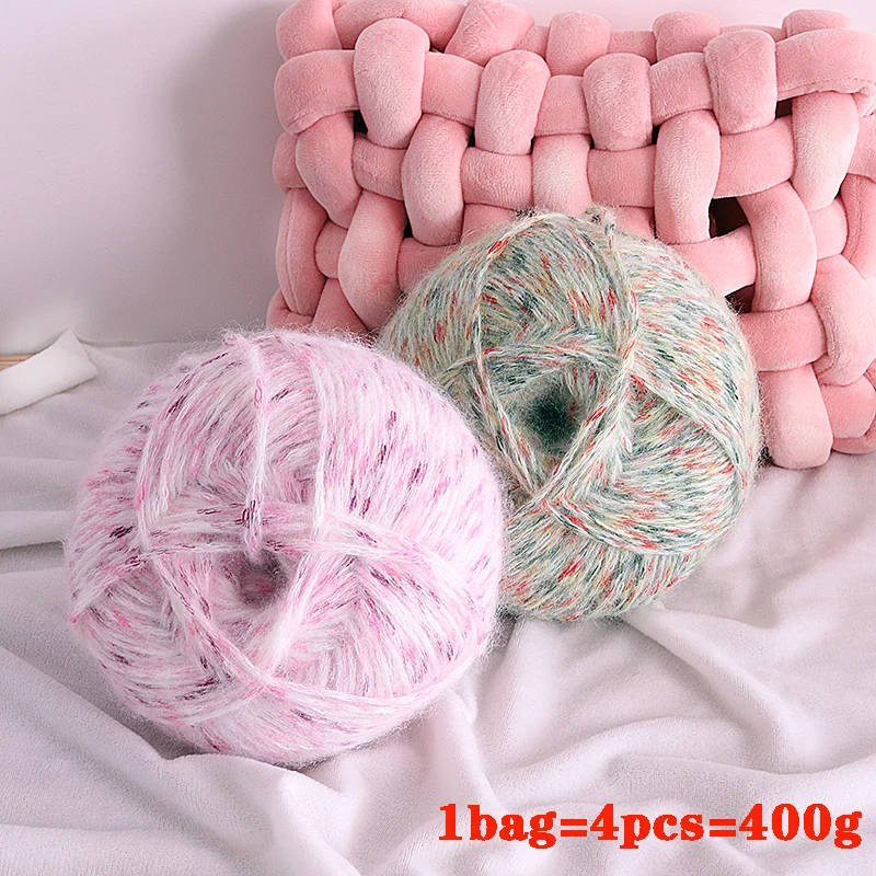 400 g de hilo de alpaca suave y colorido con puntos de colores, bola de hilo de aguja de palo grueso tejida a mano, material de tejer DIY, adecuado para tejer varias suéteres, chaquetas, bufandas, sombreros, chales, chalecos, guantes y otras artesanías, 1