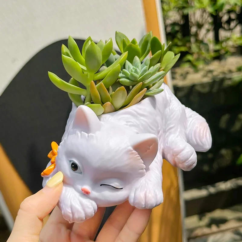Cute Cat Succulent Flowerpot Balcony Green Plants Living Room Home Office Desktop Potted Plant Home Decoration