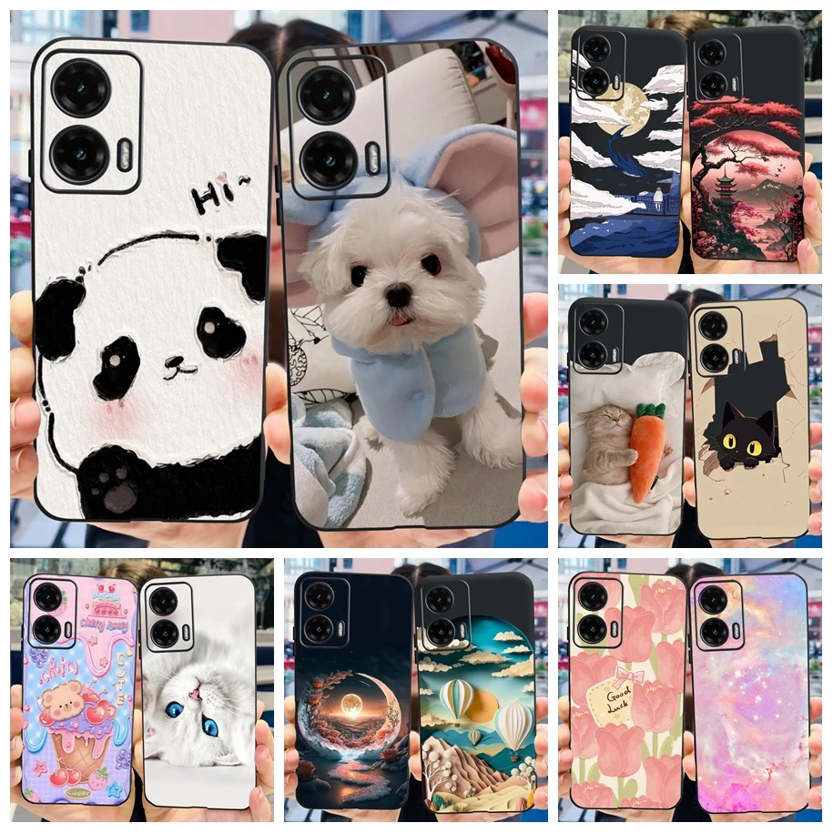 For Motorola Moto G35 5G Case Lovely Panda Cartoon Soft Silicone Black TPU Matte Phone Cover For Moto G35 2024 G 35 MotoG35 Capa