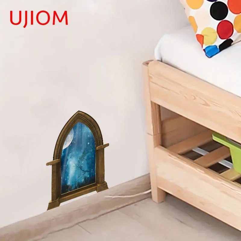 UJIOM 13cm X 9.7cm Anime 3D Door Wall Stickers Personality Graphics Bathroom Vestibule Decal Room Decoration Accessories