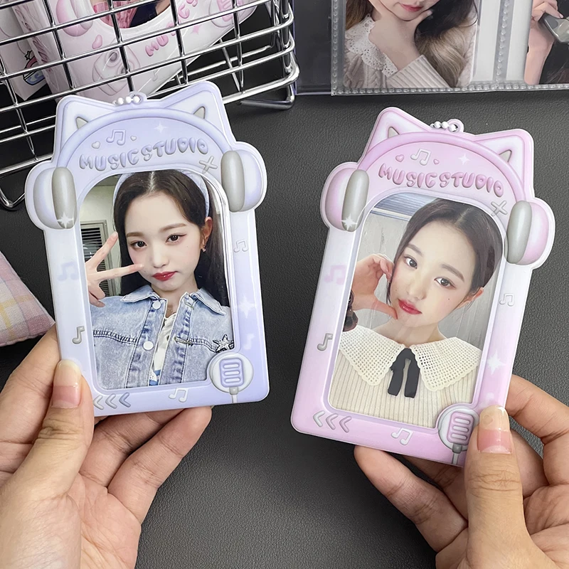 Étui de protection pour photo Kpop Idol avec porte-clés, porte-cartes photo, étui pour carte bancaire, étui pour carte d'identité de bus étudiant, manches pour photos, studio de musique, 3 pouces