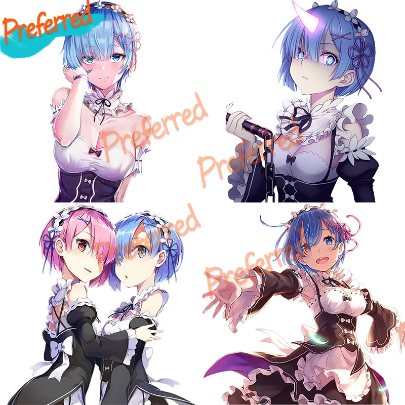 Creative Personality Three Ratels CDM368  RE:ZERO Rem Stickers for Car Window Wiper Decals Cartoot Character Anime Vinyl Sticker