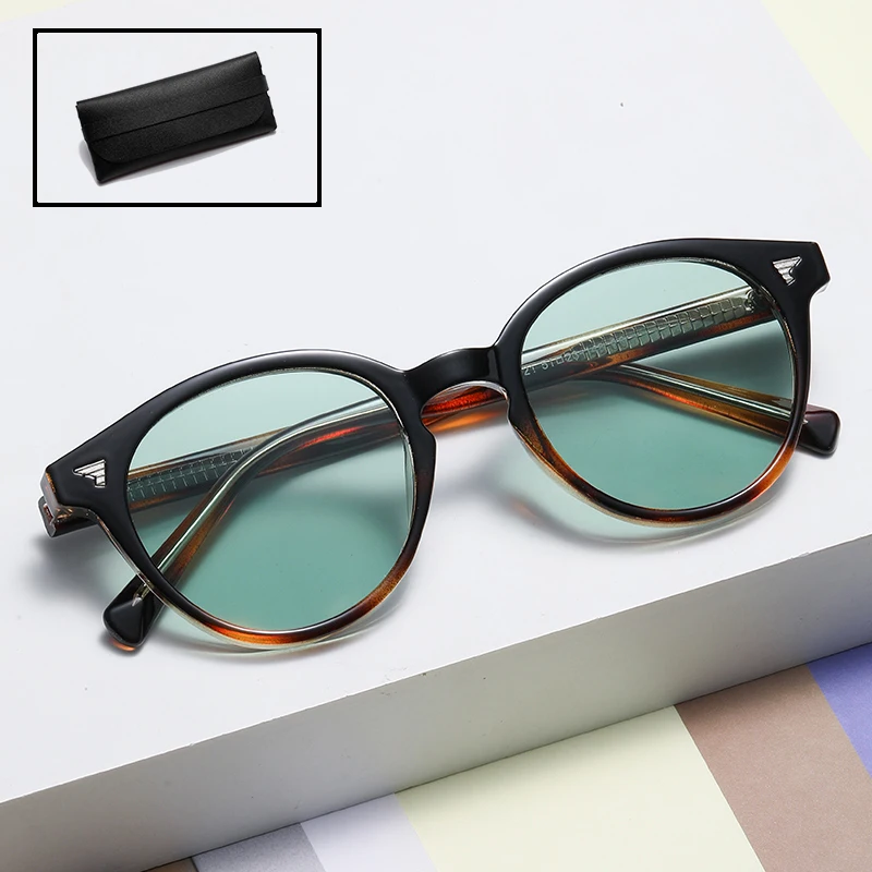 

Cross-Border Fashion Women Sunglasses Round TR90 Frame Metal Core Leg Sunglasses