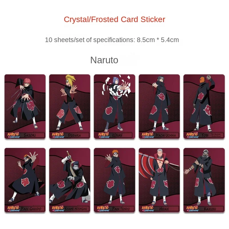 Naruto HD Fosco Crystal Card Stick, Pequeno Cartão Arroz Tráfego, Anime Periférico