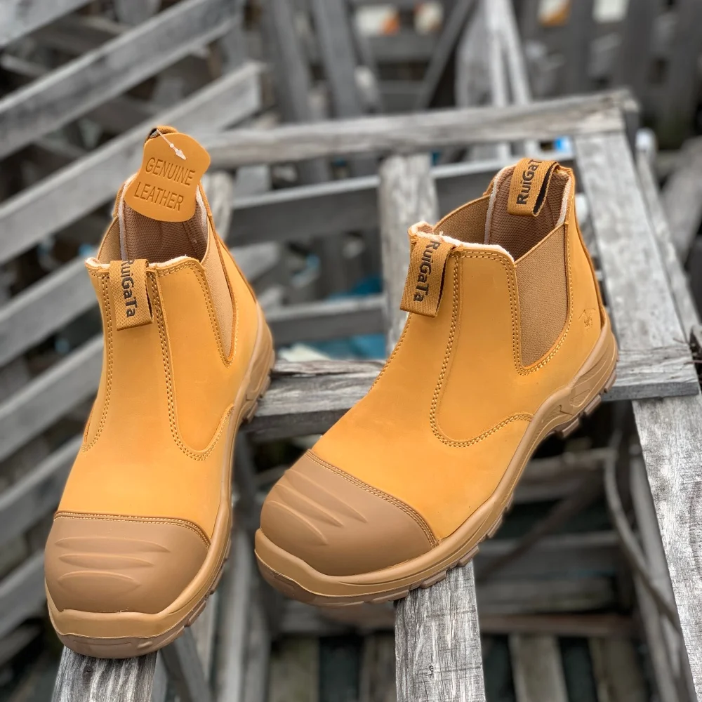 

Мужские защитные ботинки челси из натуральной кожи со стальным носком, водонепроницаемые, с защитой от проколов, неразрушимые, для работы