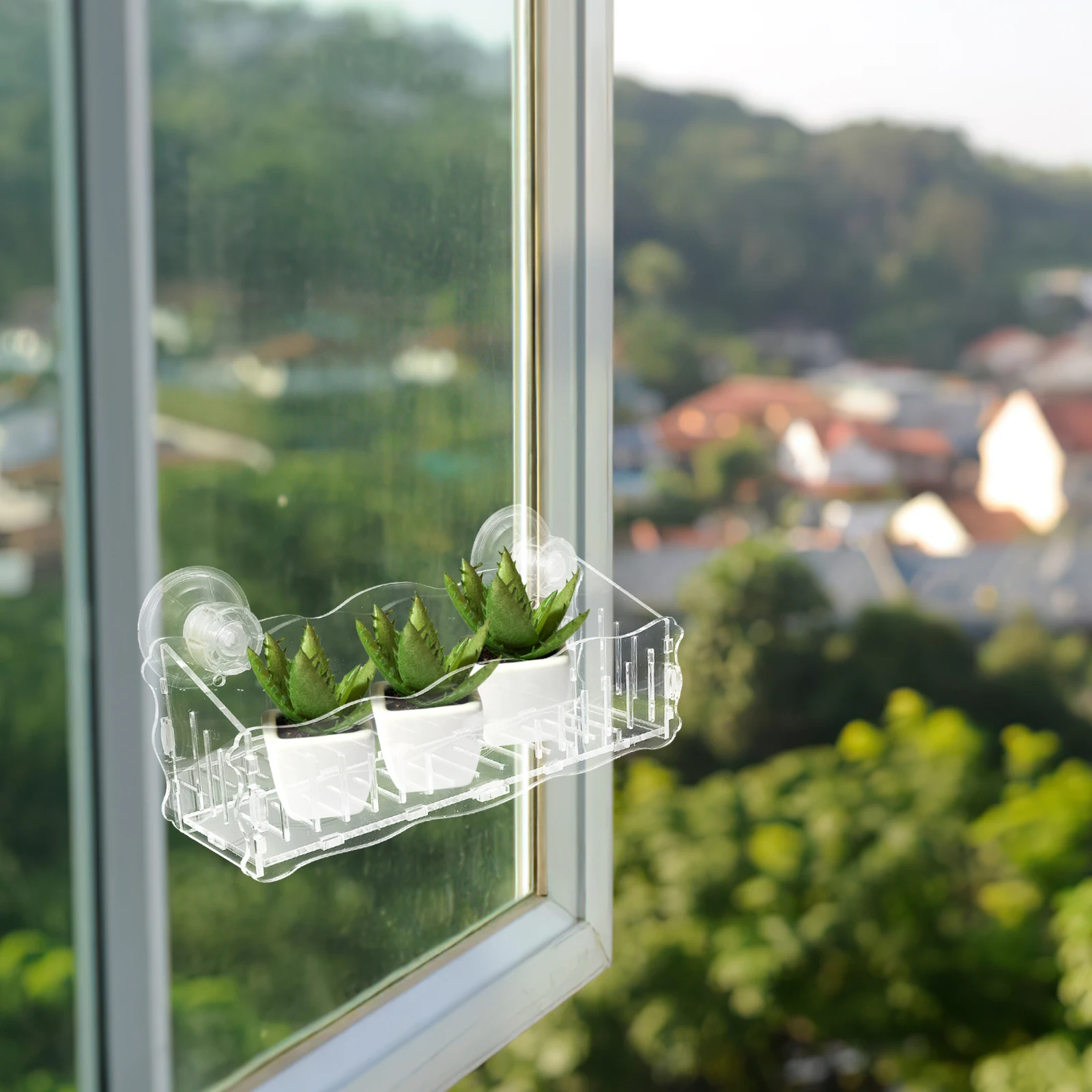 

Large Suction Cup Flower Pot Acrylic Plant Holder Indoor Plants Storage Clear Bonsai Stand Wall Mounted Planter Window Rack