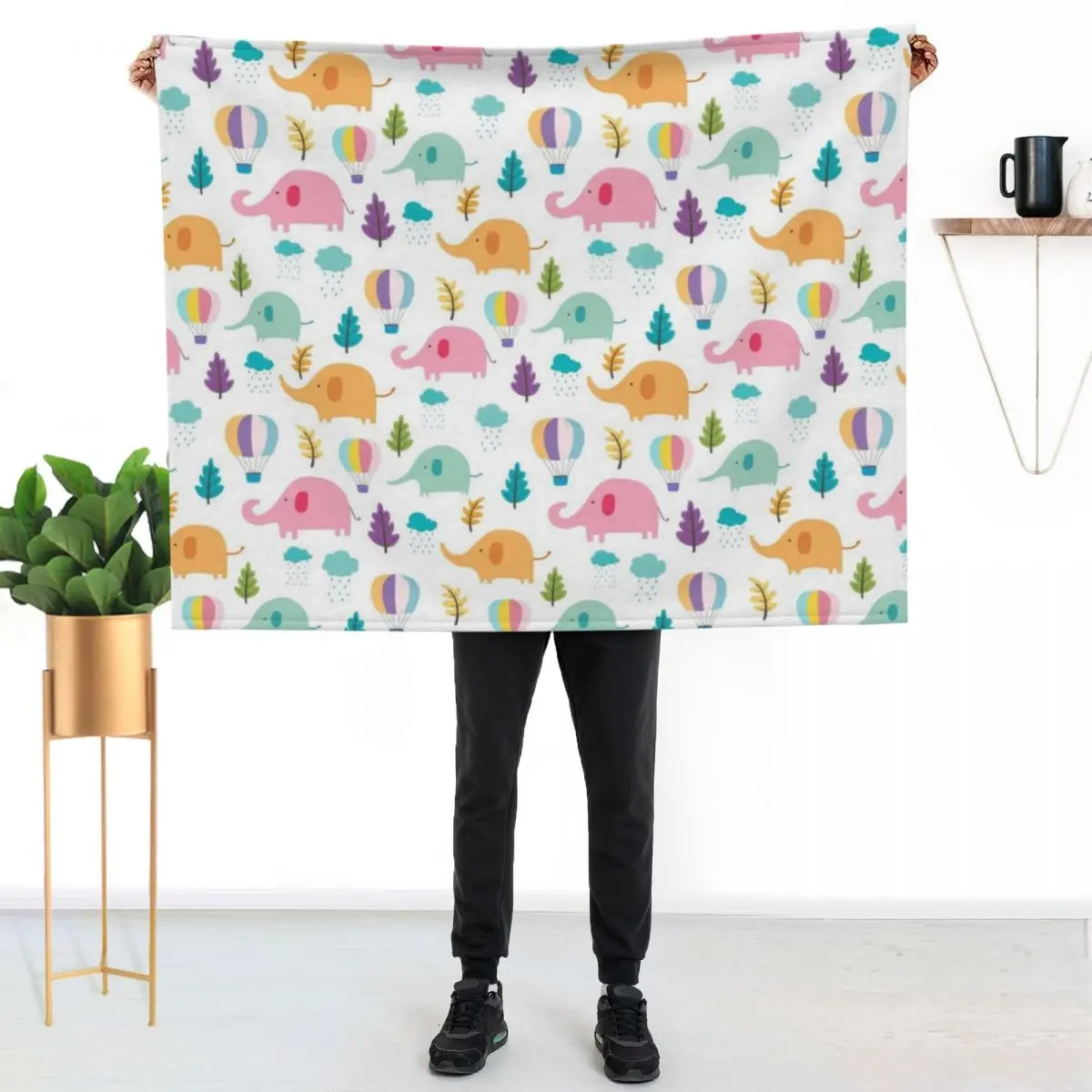 

Cute elephant pattern, cute baby elephants in pattern Throw Blanket Multi Use Warm Blanket for Living Room Bedroom
