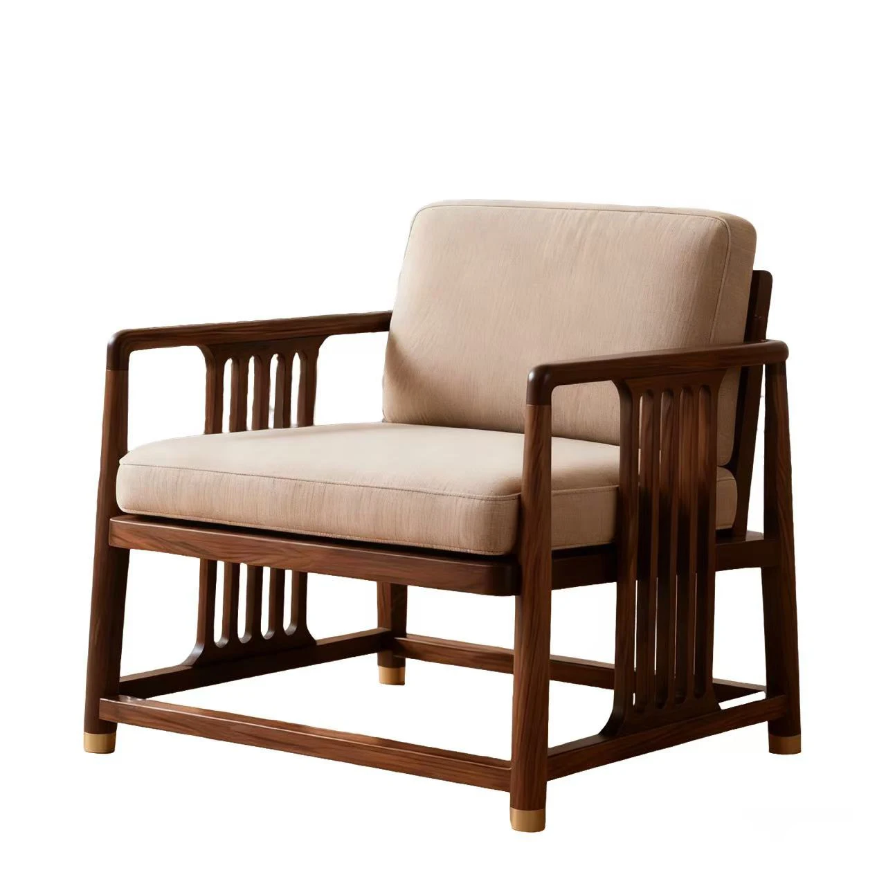 

Black walnut single sofa chair, living room leisure chair, meeting chair