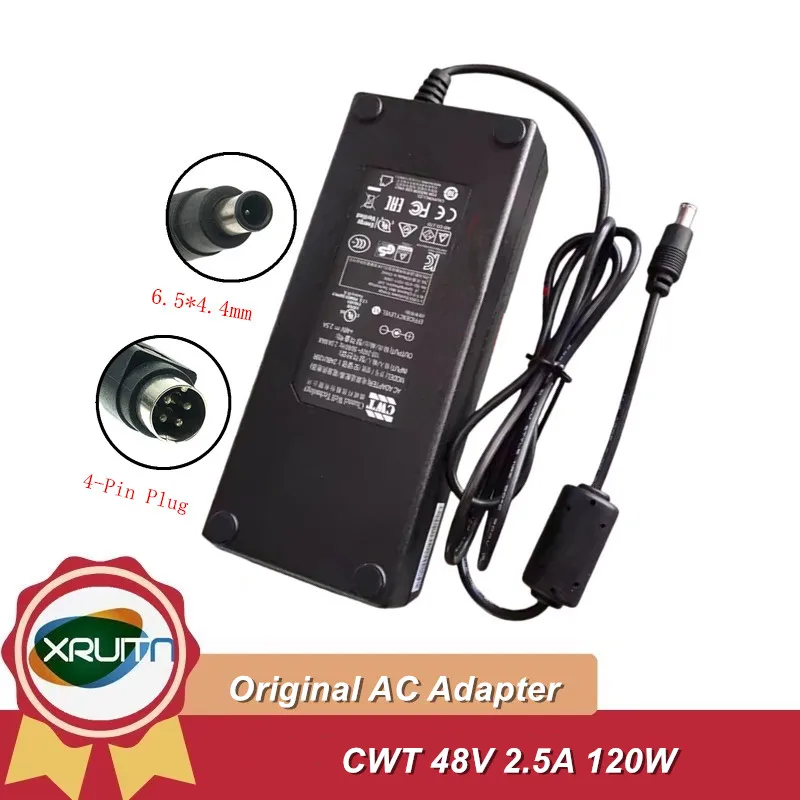 

Genuine CWT 2ABU120R MPS120S-VI AC Adapter 48V 2.5A 120W Charger for Reolink RLC16-410 Dahua DVR Power Supply 6.5*4.4mm 4-pin