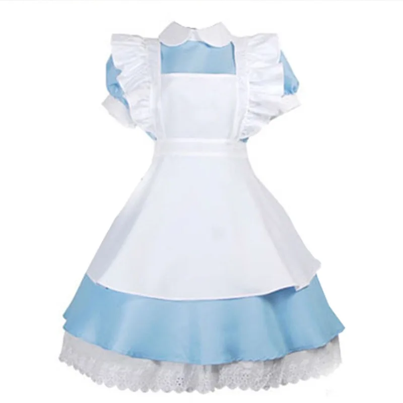 Costume cosplay Lolita Abito da cameriera Grembiule Fantasia Carnevale Costumi di Halloween per donne Festa in maschera Alice nel paese delle meraviglie