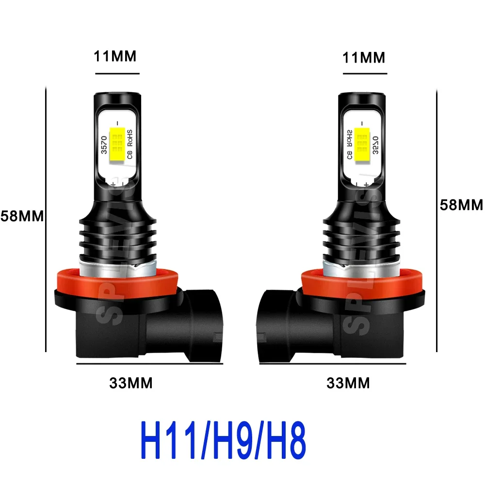 2x Led Car Light Headlight Low Beam Pure White H11 8000LM Fit For Honda Civic X 2015 2016 2017 2018 2019 2020 2021 2022 2023