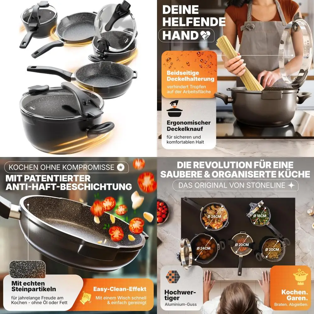 

10-Piece Gourmet Stainless Steel Cookware Set with Ceramica Non-Stick Interior