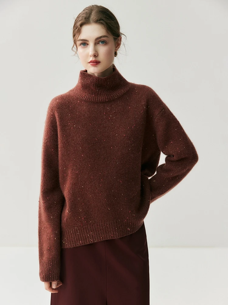 TLOML 새로운 여성용 100% 캐시미어 스웨터 터틀넥 풀오버 루즈 스타일 캐시미어 니트웨어 가을 겨울 두꺼운 부드러운 따뜻한 옷
