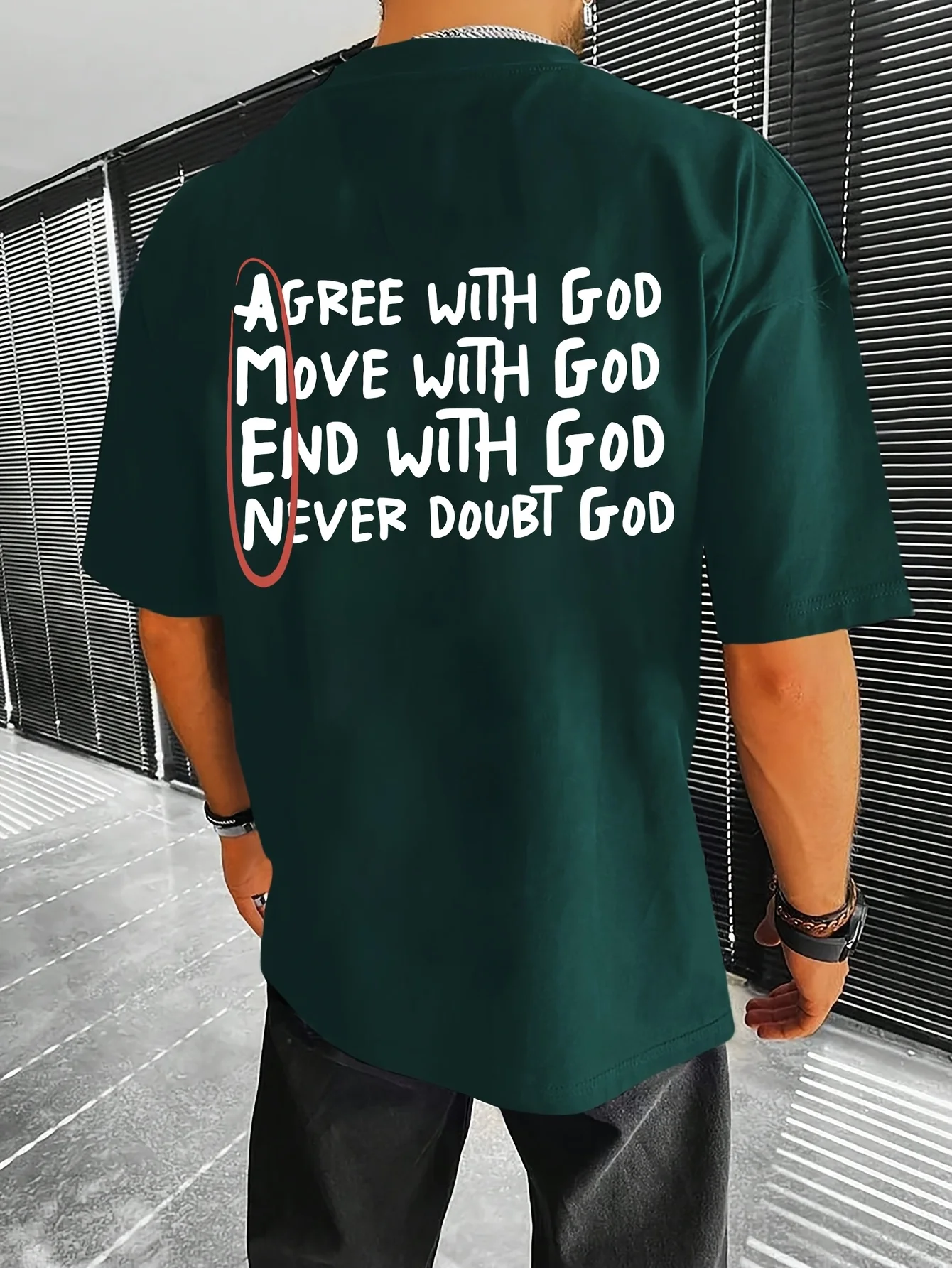 Agree with God Religious Quote Graphic Tee for Men Breathable 100% Cotton Perfect for Summer Casual Trendy Faith Inspired Style