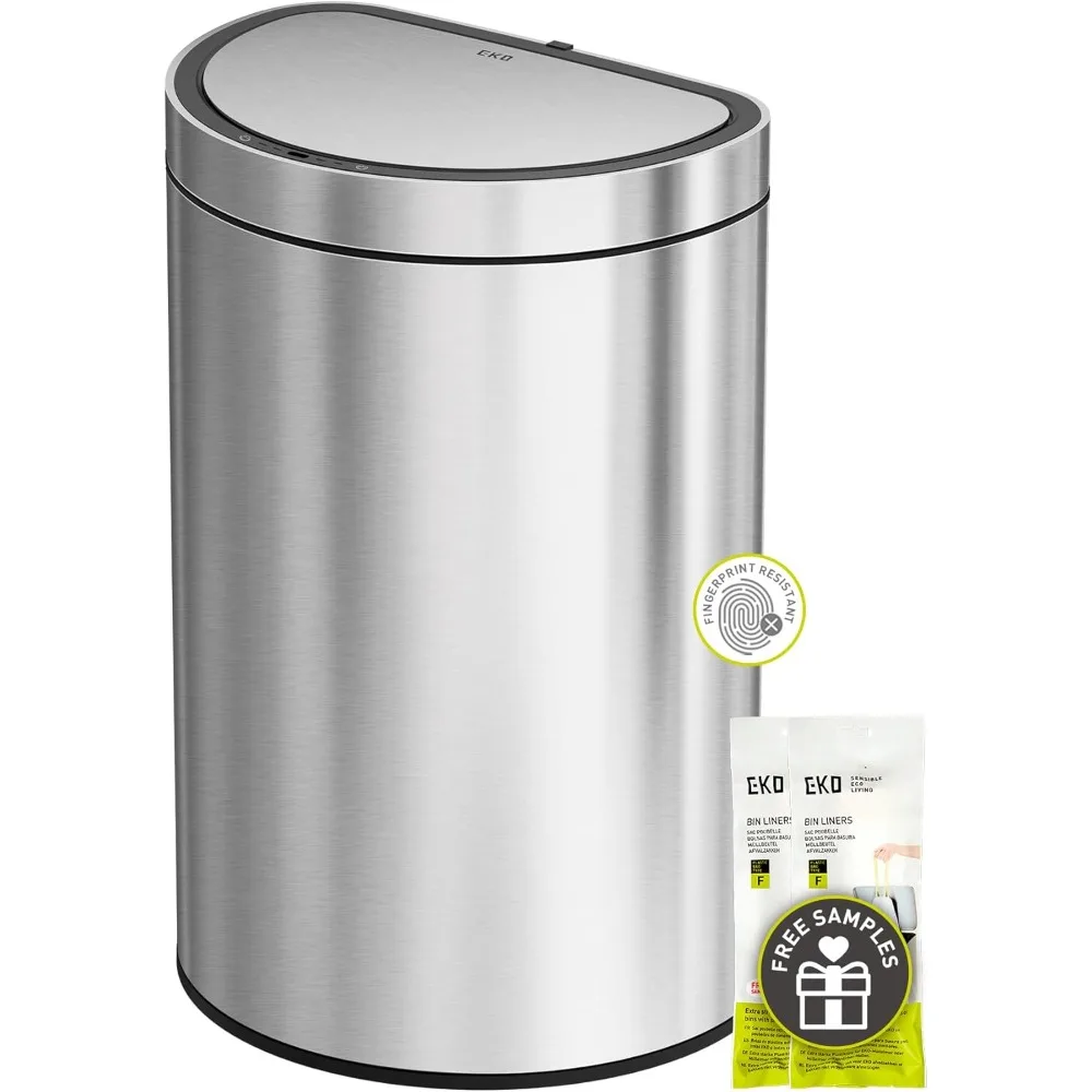 

Mirage Semi-Round Motion Sensor Trash Can, 47 Liter / 12.4 Gallon Automatic Large Kitchen Trash Can with Deodorizer Compartment