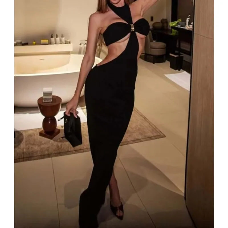 Off-shoulder Sexy Maxi Dress Set Women Elegant Cut Out Sleeveless Backless Crop Top And Maxi Skirt Matching Sets