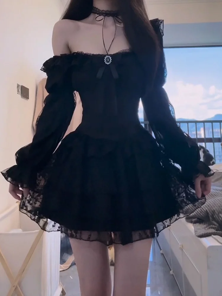 

XZY Sexy Chic Long Sleeve Belted Dress Women's Autumn Pure Desire Waist Cinching Short Skirt Korean Style A-Line Dress