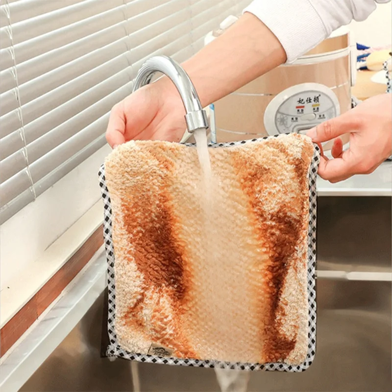 Microfiber Kitchen Towel Wash Dishes Rag Super Absorbent Dishcloth Tableware Cleaning Cloths Cleaning Tools Kitchen Accessories