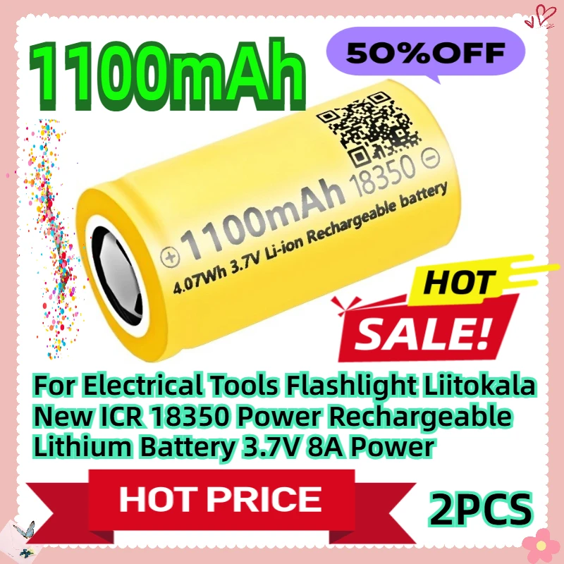 

For Electrical Tools Flashlight Liitokala New ICR 18350 Power Rechargeable Lithium Battery 3.7V 8A Power
