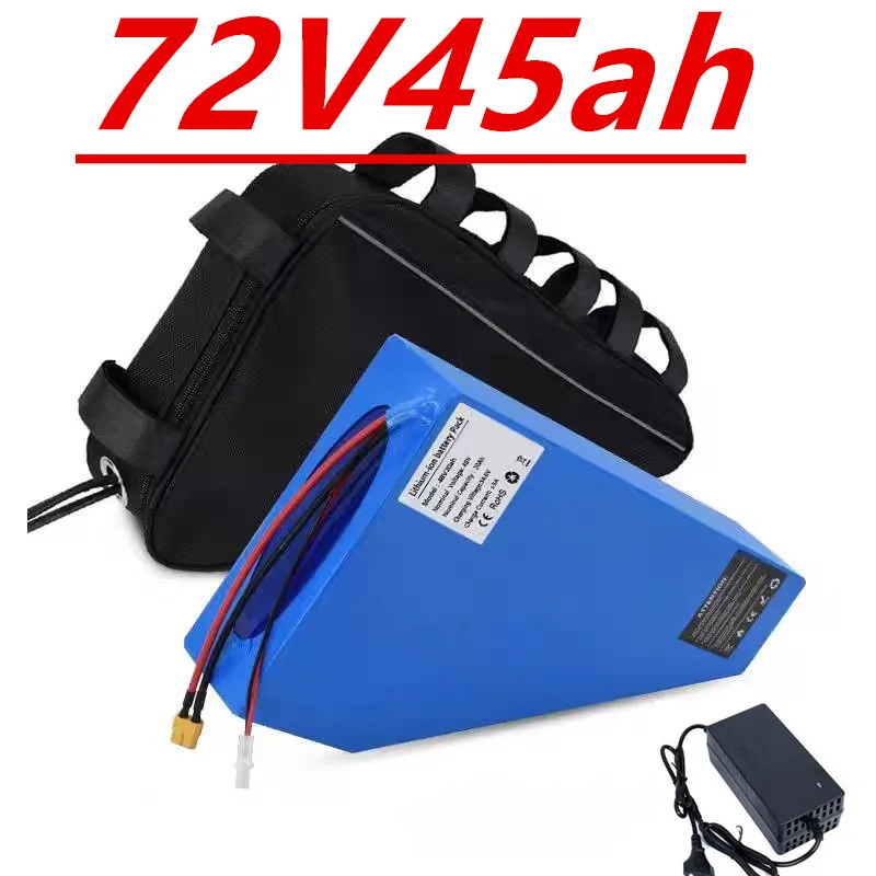 

72V 45Ah Lithium-Ion Triangle Battery BMS 20S for 500W-6000W Mountain Bike Scooter Motorcycle with 10A Charger