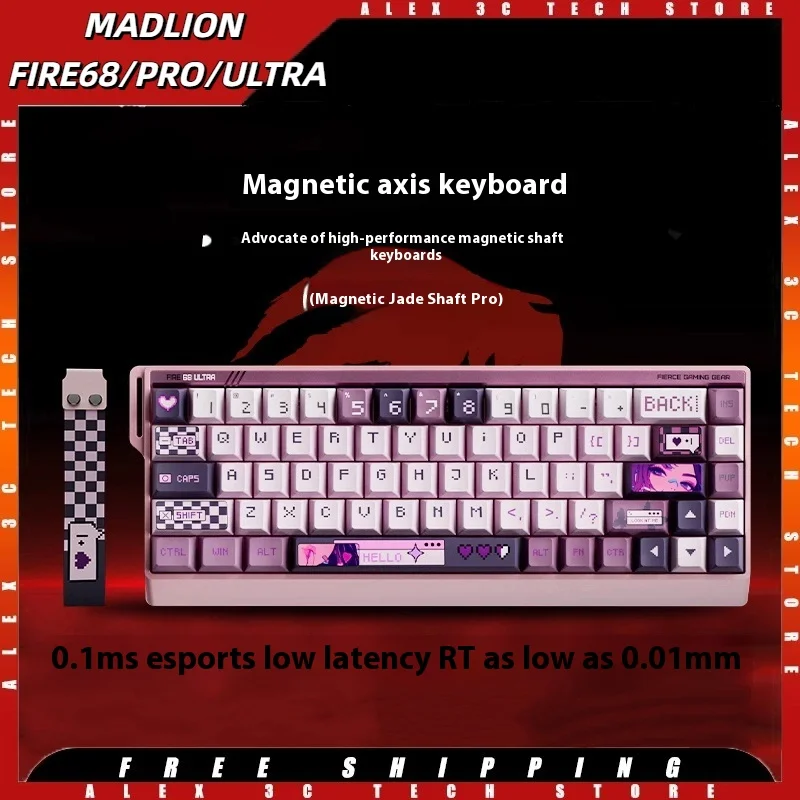 

MADLIONS Fire68 Ultra Magnetic Axis Keyboard 8KHz Wired RT 0.01mm 0.1ms Latency Aluminum CNC Hot Swap Esports for Mac Win Linux