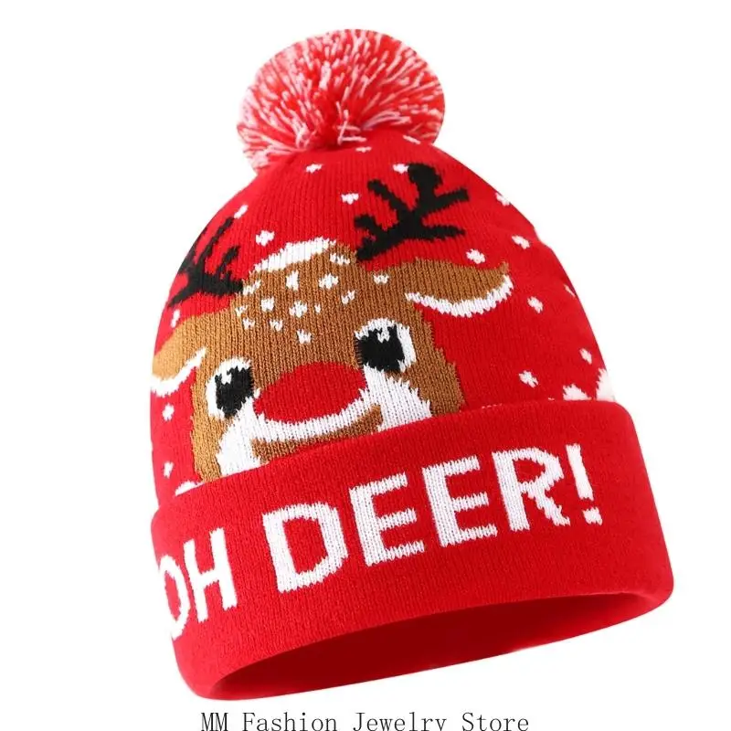 D0UB – chapeau à manchette en tricot, rayures colorées, père noël, Durable, léger, réglable