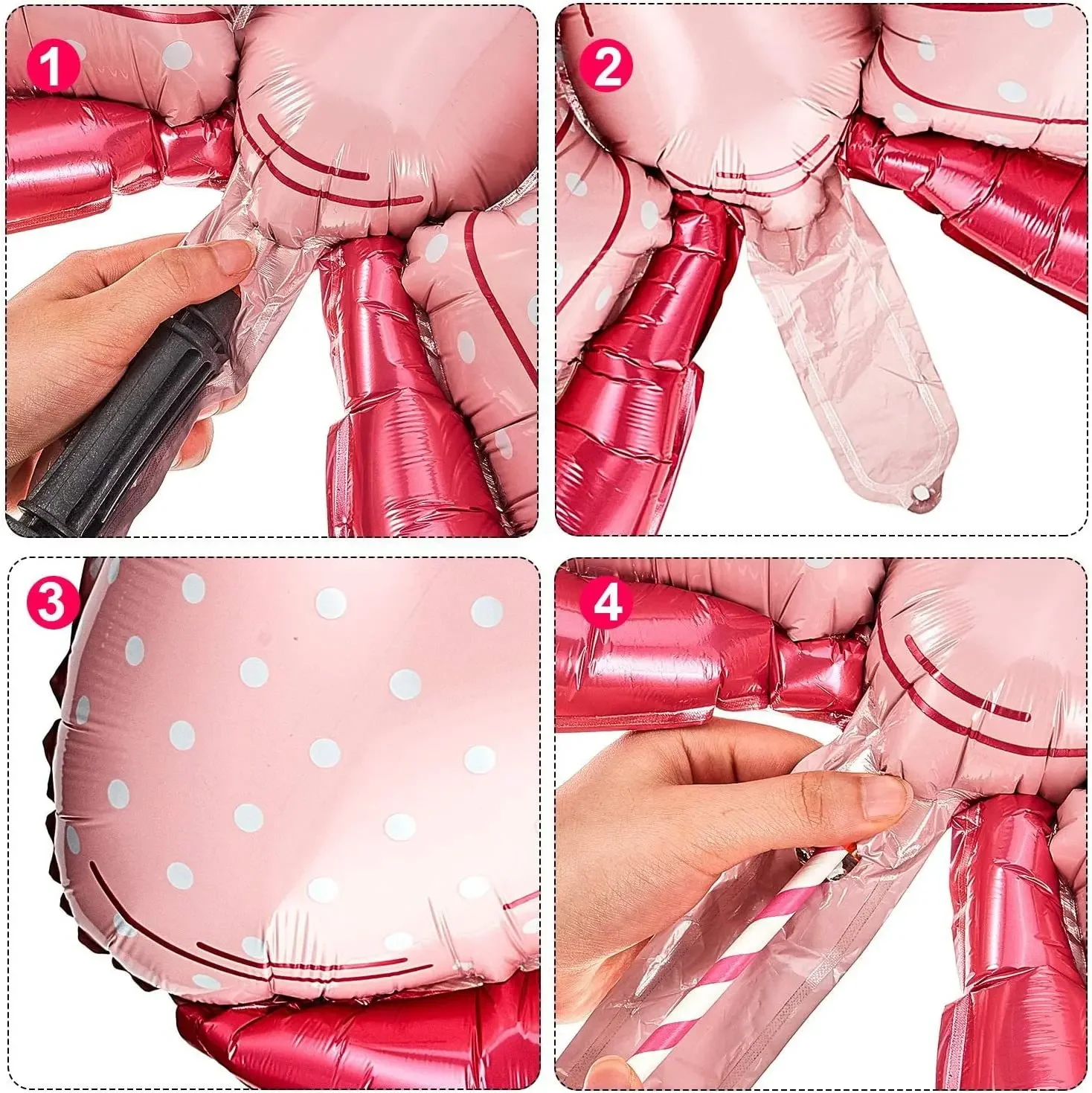 Schleifenballon, Fliege, rosa Ballon, Mini- und große Schleife, Hochzeit, Brautparty, Mädchen-Geburtstagsgeschenk, Ballon in Schleifenform, Folien-Dekoration – Detail 3