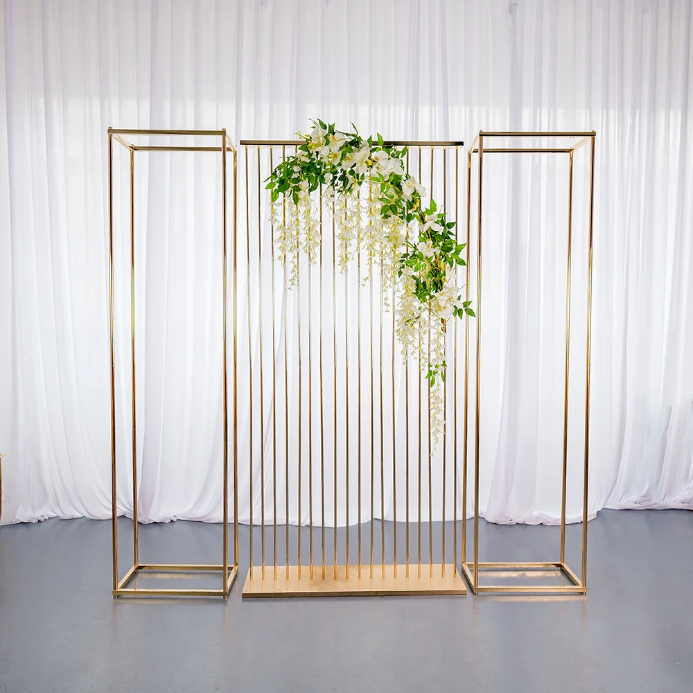 

Factory spot express delivery wedding decoration background frame electroplated square frame high-end bright gold geometric arch