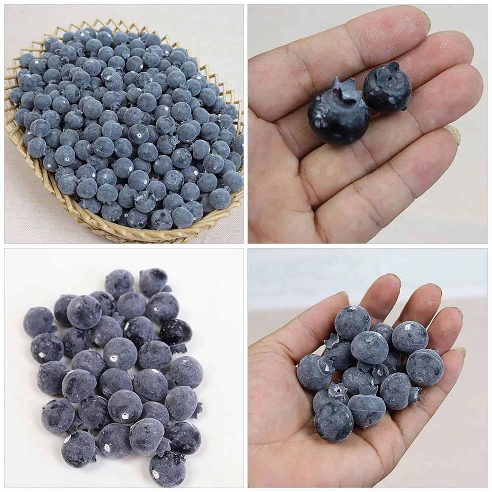 50 Pcs Simulation Blueberry Faux Blueberries Decor Foam Artificial Fruit Lifelike Decorations Model Decorate