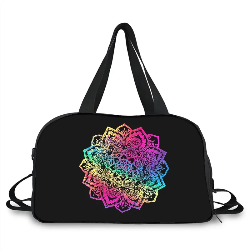 Mensageiro de grande capacidade portátil, Bolsa de Viagem Multifuncional, Flor Mandala, Totem Art, Impressão 3D, Tendência da Moda