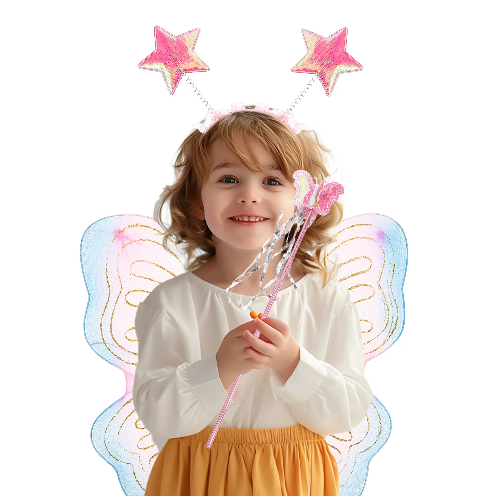 1 conjunto de asas de borboleta traje para meninas leve e confortável vestir-se festival bandana anjos varinha de fadas crianças festa cosplay
