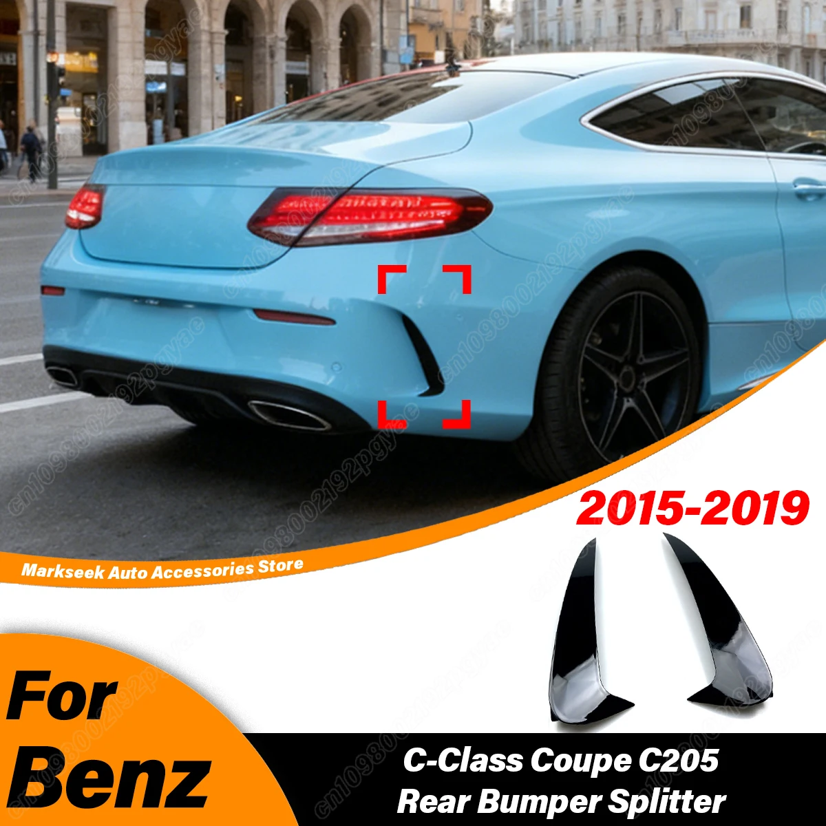 

For Mercedes-Benz C-Class Coupe C205 2015 2016 2017 2018 2019 Autombile Rear Bumper Splitter Car Rear Side Fins Modification Kit