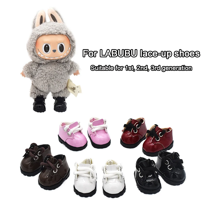 

Для 15/17 см мини-куклы Labubu, кожаные туфли на шнуровке, кожаные ботинки Labubu, плюшевый брелок V1 V2 V3, аксессуары для игрушек, подарок на день рождения