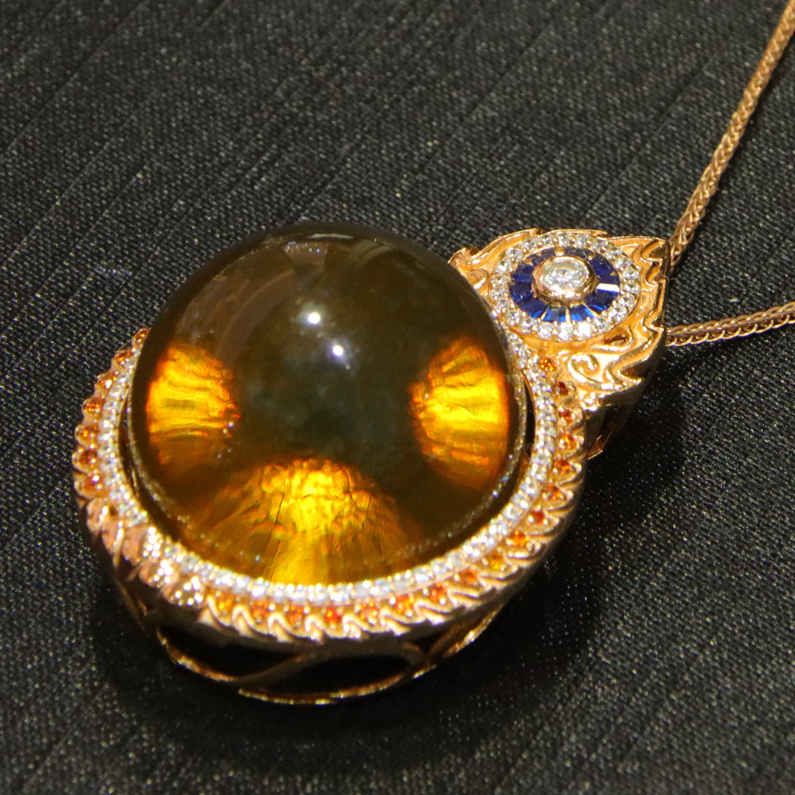 Natural Mexican Blue Amber Pendant Sterling Silver 23mm Round Bead Jewelry Handmade Gift for Women