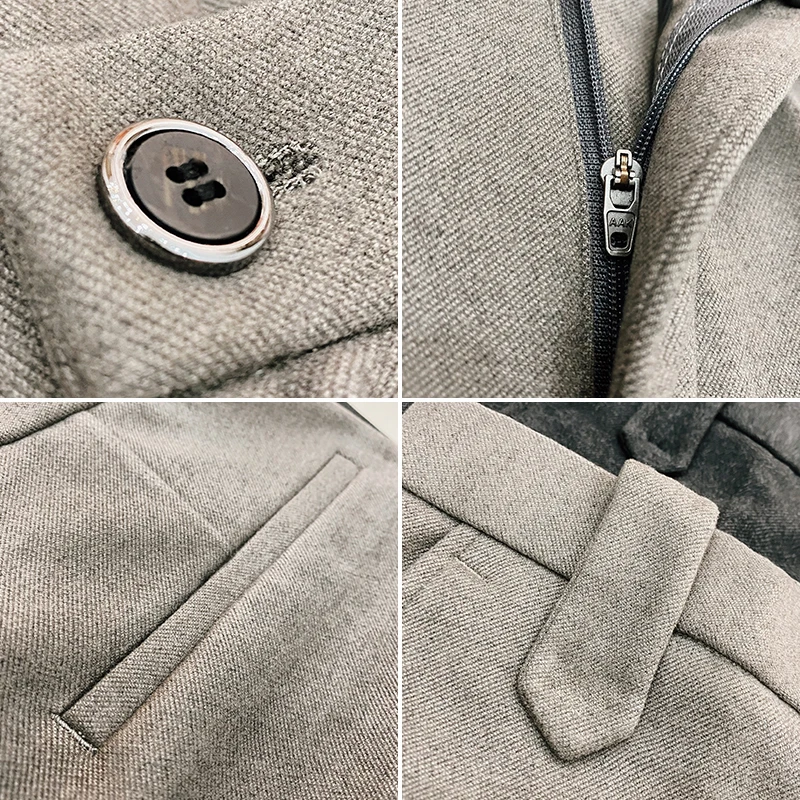 2025 خريف شتاء جديد الصوفية سميكة دعوى السراويل عالية الجودة الرجال سليم صالح مستقيم الأعمال الرسمية الاجتماعية مكتب سروال فستان #6