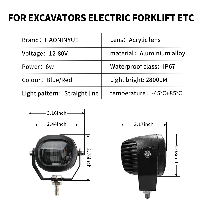 For Forklift Warning Lights Forklift LED Signal Lights 12-80V Truck Area Flashing Lights Forklift Reverse Width Display Lights