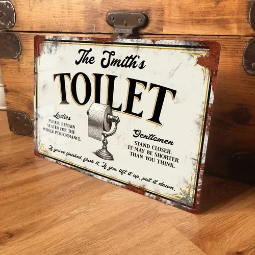 Personalisiertes WC-Schild im Vintage-Retro-Viktorianischen Stil für Badezimmer