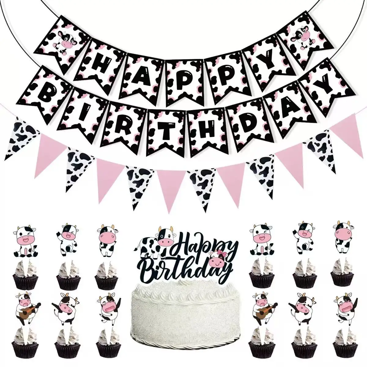 Niedliches Kuh-Themen-Partyset, Bauernhof-Tier Geburtstagsdekoration, Moo Tischgeschirr-Set mit Papptellern, Bechern, Tischdecke, Babyparty- und Kinderfavors – Detail 4