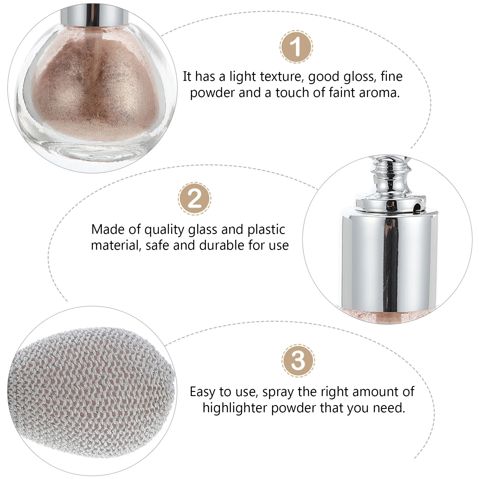 

Highlighter Gloss Sprayer Bottle Fine Glitter Powder Dispenser for Cosmetics Body Art Party Wedding Dance Festival Use