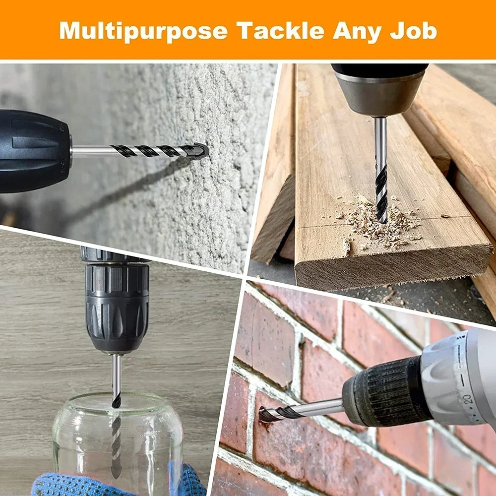 C5 Black Triangle Drill Multi Material Drill Bit 6 8 10 12mm With Alloy Tips For Wall Mirror Ceramic Tile Brick Concrete Walls