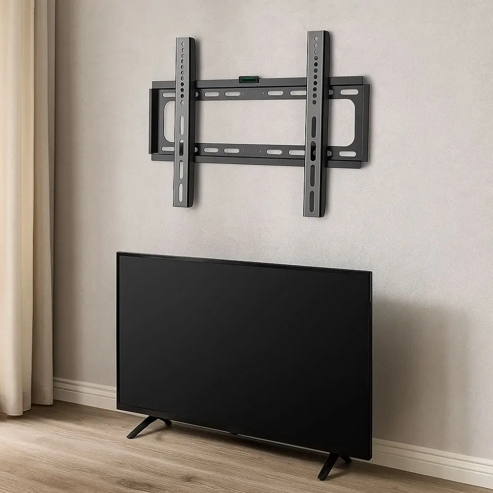 حامل تلفزيون معدني عملي على الحائط، حامل ثابت لمنع الصدأ، دعامة تلفزيون عالمية لتوفير المساحة، حامل تلفاز، دعامة جدارية #4