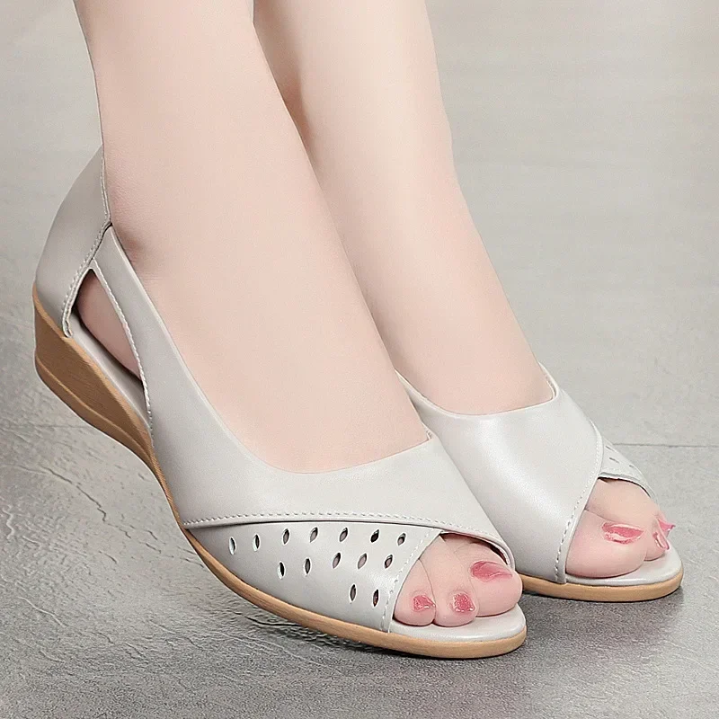 Women Chunky Wedges Peep Toe Sandals 2023 Summer New Sport Hollow Casual Shoes Walking Women Shoes Party Mujer Slides Zapatos