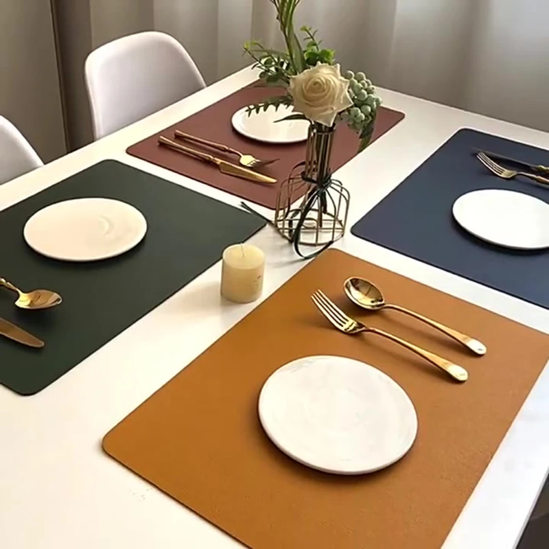 Double-layer Leather Table Mat Nordic Heat-proof Placemat Insulation Waterproof Oil-proof Table Mats For Home Hotel Decoration