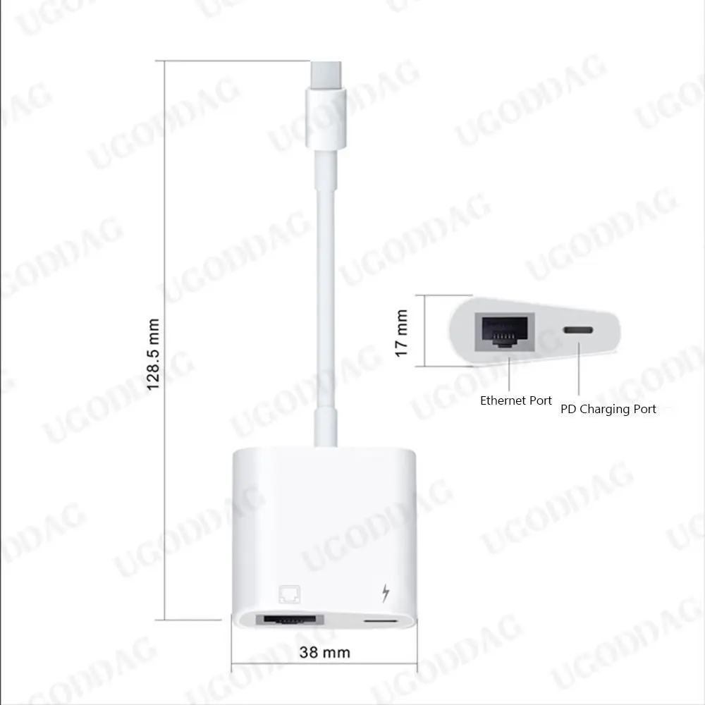 Stabilny Adapter połączeniowy Ethernet konwerter PD do ładowania karty sieciowej typu C do portu RJ45 dla Xiaomi Chromecast Google TV